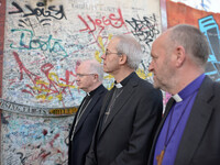 The Archbishop of Canterbury, Justin Welby (Center), with the current Church of Ireland Archbishop of Armagh and Primate of All Ireland, Ric...