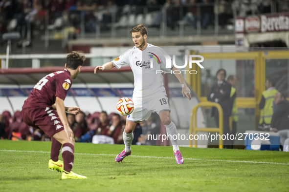 Matteo Darmian and Rurik Gislanson during the europa league match between Torino FC and Copenaghen at Olimpic Stafium  on october02, 2014 in...