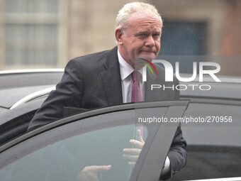 Martin McGuinness, the deputy First Minister of Northern Ireland and an Irish republican Sinn Féin politician, arrives at the North South Mi...