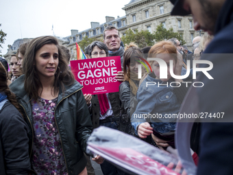A demonstration against medically assisted procreation techniques for lesbian couples and surrogacy, in Bordeaux on October 5, 2014. Tens of...