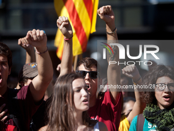 During the student demonstration to the right to decide, in Girona. (