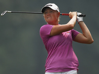 Stacy Lewis of USA watches her shot on the fairway of hole 9 during the second round of the LPGA Malaysia golf tournament at Kuala Lumpur Go...