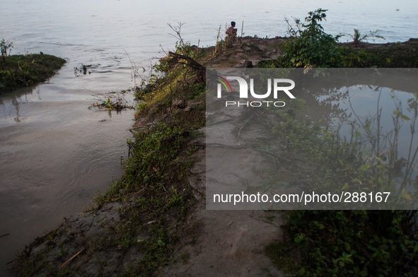 Thousands of people become homeless after the riverbank erosion of river meghna happened in last one week at Char Alexander, Ramgoti, Bangla...