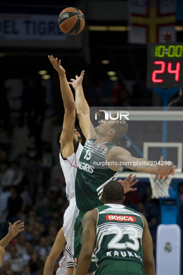 Player, of Real Madrid in action during the 2014-2015 Turkish Airlines Euroleague Basketball Regular Season Date 1 between Real Madrid v Zal...