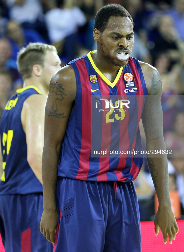 17 October-BARCELONA SPAIN: Deshaun Thomas in the match between FC Barcelona and Bayern Munich played at the Palau Blaugrana, for Week 1 of...