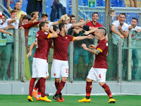 Destro cheers for the goal during the Serie A match between AS Roma and AC Chievo Verona at Olympic Stadium, Italy on October 18, 2014. (