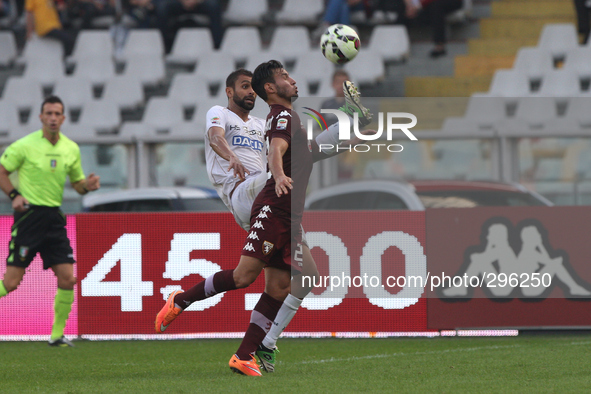 Torino midfielder Juan Sanchez Mino (28) fight for the ball against Udinese defender Danilo Larangeira (5) during the Serie A football match...