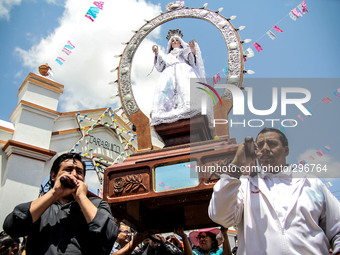 In Town tarabuco, on 19th October 2014, Bolivia celebrate the religious festival of the Virgin of the Rosary with a procession, diabladas an...