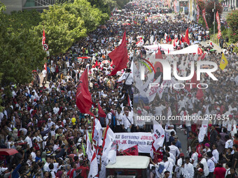 Participant of Jokowi convoy at thamrin street-jakarta. Jokowi inauguration celebration held arround Hotel Indonesia roundabout to Indonesia...