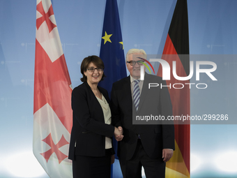 German foreign Minister Steinmeier meets Georgian Foreign Minister Maia Panjikidze to talk about relations of Georgia with Germany and the E...
