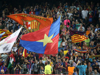 21 October-BARCELONA SPAIN: catalan supporters in the match between FC Barcelona and Ajax, for Week 3 of the Champions League, played at the...