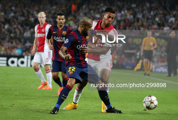 21 October-BARCELONA SPAIN: Dani Alves and Ricardo Krishna in the match between FC Barcelona and Ajax, for Week 3 of the Champions League, p...