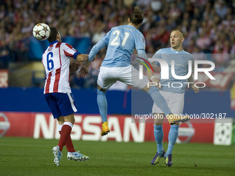  player del Atletico in action,, Atletico Madrid vs Malmoe during their UEFA Champions League Group A match played at Vicente Calderon stadi...