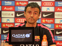 24 October-BARCELONA SPAIN: Luis Enrique in the press conference after the training held at the Joan Gamper Sports City before the match aga...