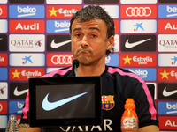 24 October-BARCELONA SPAIN: Luis Enrique in the press conference after the training held at the Joan Gamper Sports City before the match aga...