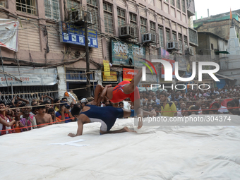 Streetside wrestling competition organised by the merchants of  Burrabazar on the eve of Diwali festival in Burrabazar (Big Market) on 24th...