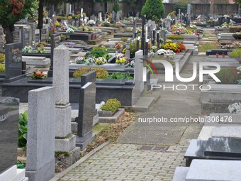 Final Preparations in the cemeteries for All Saints Day on 25 Oct 2014. Osijek, Croatia (