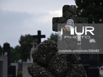 Final Preparations in the cemeteries for All Saints Day on 25 Oct 2014. Osijek, Croatia (