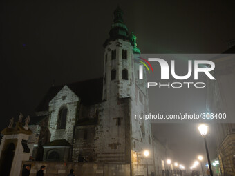 'A foggy evening in Krakow' - A view of Grodzka street and Paul (Left), and Church of St Andrew (Right), 26th October 2014, Photo credit: Ar...
