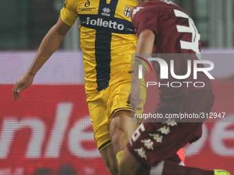 Parma defender Andrea Rispoli (33) in action during the Serie A football match n.9 TORINO - PARMA on 29/10/14 at the Stadio Olimpico in Turi...