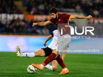 Un tiro di Destro during the Serie A match between AS Roma and AC Cesena at Olympic Stadium, Italy on October 29, 2014. (