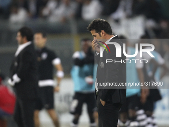 PORTUGAL, Guimarães: Sporting's Portuguese coach Marco Silva reacts after end of the game during Premier League 2014/15 match between Vitóri...