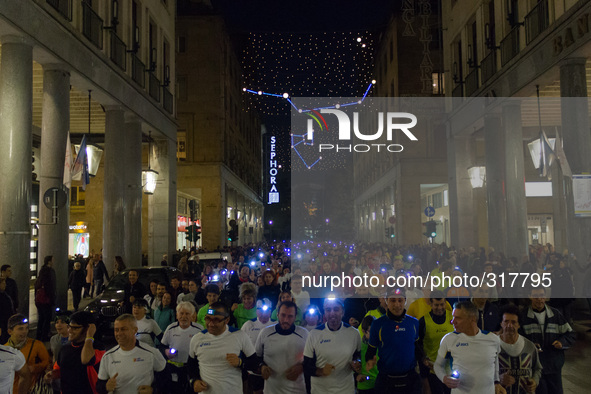 For the opening of the seventeenth edition of the Luci d'Artista on 1st november 2104, in Turin, Italy, was organized a marathon, a no-compe...