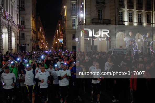 For the opening of the seventeenth edition of the Luci d'Artista on 1st november 2104, in Turin, Italy, was organized a marathon, a no-compe...