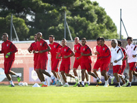 Benfica players during the training session on the eve of the UEFA Champions League  football match between SL Benfica and Monaco at Futebol...