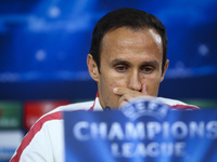 Monaco's defender Ricardo Carvalho gives a press conference at the Luz Stadium in Lisbon on November 3, 2014, on the eve of the UEFA Champio...