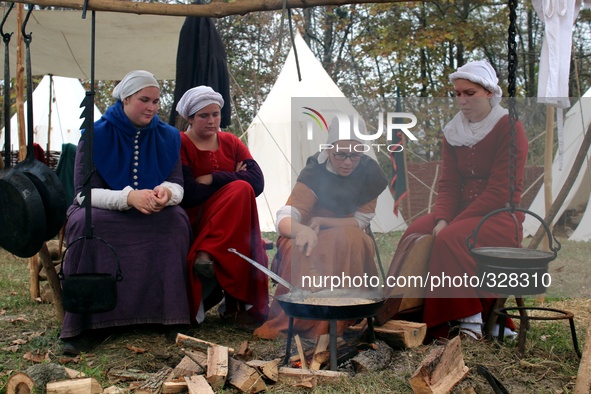 Bulgarian, Czech, Hungarian and other countries amateur actors re-enact a scene from the battle of Polish King Wladyslaw III Warnenczyk agai...