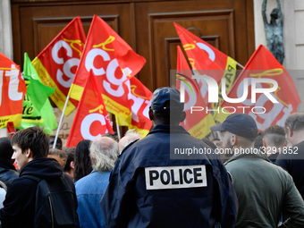  The subcontractors of the Park Hyatt Vendôme, who have been on strike for 18 days, and who were dislodged by the police from the Parisian p...
