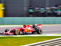 Kimi Raikkonen of Finland and Ferrari drives during the Brazilian Formula One Grand Prix at Autodromo Jose Carlos Pace on November 9, 2014 i...