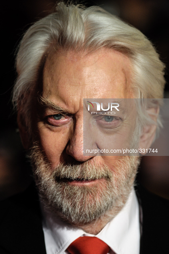 Donald Sutherland attends the World Premiere of The Hunger Games: Mockingjay Part 1 on 10/11/2014 at ODEON Leicester Square, London. Persons...