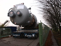 Gdynia, Poland 23rd, November 2014 Port of Gdynia. Transport of the NAO-Reactor with a length of almost 45 meters, a diameter of 4.5 meters...