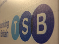 The logo of TSB, as light is shining on an advert, on November 27, 0214 in Stalybridge, Greater Manchester. (