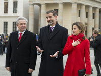 King Philip VI. and Queen Letizia of Spain are welcomed during the visit to Berlin by the Mayor of Berlin Klaus Wowereit at Brandenburg Gate...