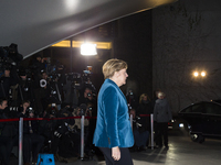 King Philip VI. and Queen Letizia of Spain are received by the German Chancellor Angela Merkel at the German Chancellery during the visit to...