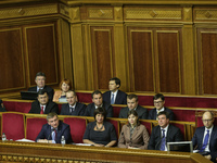 The new cabinet forming at the parliament building in Kiev, Ukraine on December 2, 2014.  (