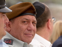 (FILE) A file picture dated 5  May, 2014 shows Major-General Gadi Eizenkot and current Deputy Chief of Staff attend the official memorial da...