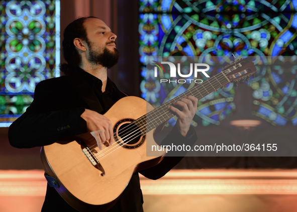 Musician Cano during a rehearsal of 'Flamenco en Blanco y Negro', at the 2014 Dublin Flamenco Festival, St Michan's Church, Dublin, Ireland....