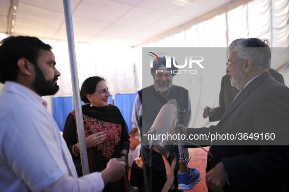 Ambassador of India to Nepal Manjeev Singh Puri and Mrs. Puri observes newly Artificial Limb to be fitted in Nepalese people during Artifici...