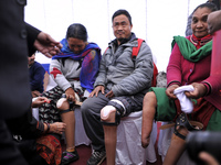 Dignitaries present artificial limbs to beneficiaries during Artificial limb fitment camp in Norvic International Hospital, Kathmandu, Nepal...