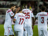 Players of Sevilla FC celebrates after scoring 1-0 during the match of Europa League (Round of 32)  between Sevilla FC and Rijeka at the Ram...