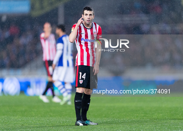 Markel Susaeta in the match between Real Sociedad and Athletic de Bilbao, for Week 15 of the spanish Liga BBVA played at the Anoeta, Decembe...