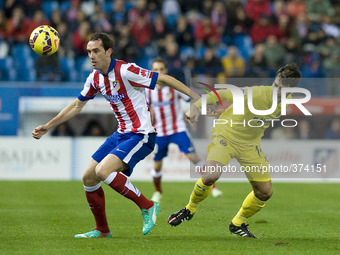Atletico de Madrid player during the Spanish League match BBVA2014-15 between Atletico de Madrid vs Villarreal CF 0-1 resulting match at the...