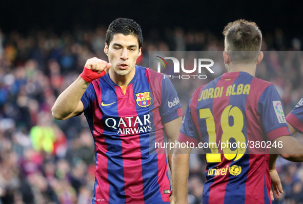 BARCELONA -20 de diciembre- SPAIN: Luis Suarez goal celebration in the match between FC Barcelona and Cordoba CF, for the week 16 of the spa...