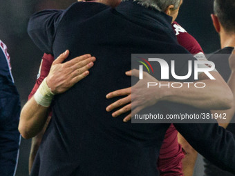 Torino coach Giampiero Ventura and Torino defender Kamil Glik (25) celebrate victory after the Serie A football match n.16 TORINO - GENOA on...