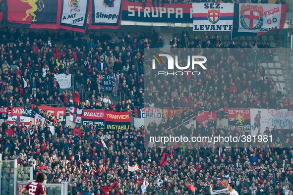 Genoa Supporters during the Serie A football match n.16 TORINO - GENOA on 21/12/14 at the Stadio Olimpico in Turin, Italy.  