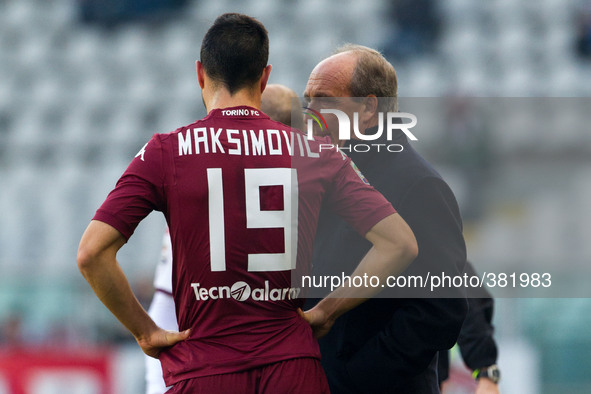 Torino coach Giampiero Ventura talks with Torino defender Nikola Maksimovic (19) during the Serie A football match n.16 TORINO - GENOA on 21...